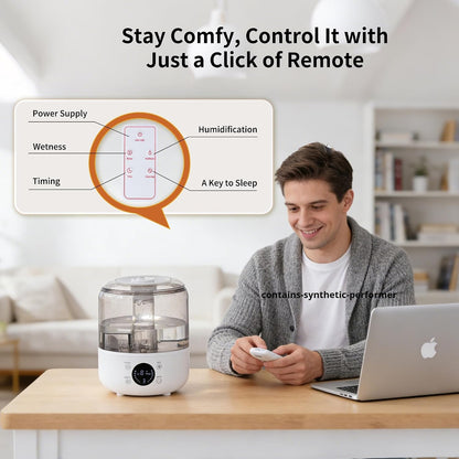 3L Top Fill Cool Mist Ultrasonic Humidifier for Bedroom, 30H Long Runtime, 32dB Ultra Quiet Baby Nursery Humidifier, Precise Humidity Sensor, Easy to Clean, 360° Nozzle for Large Room, Plants