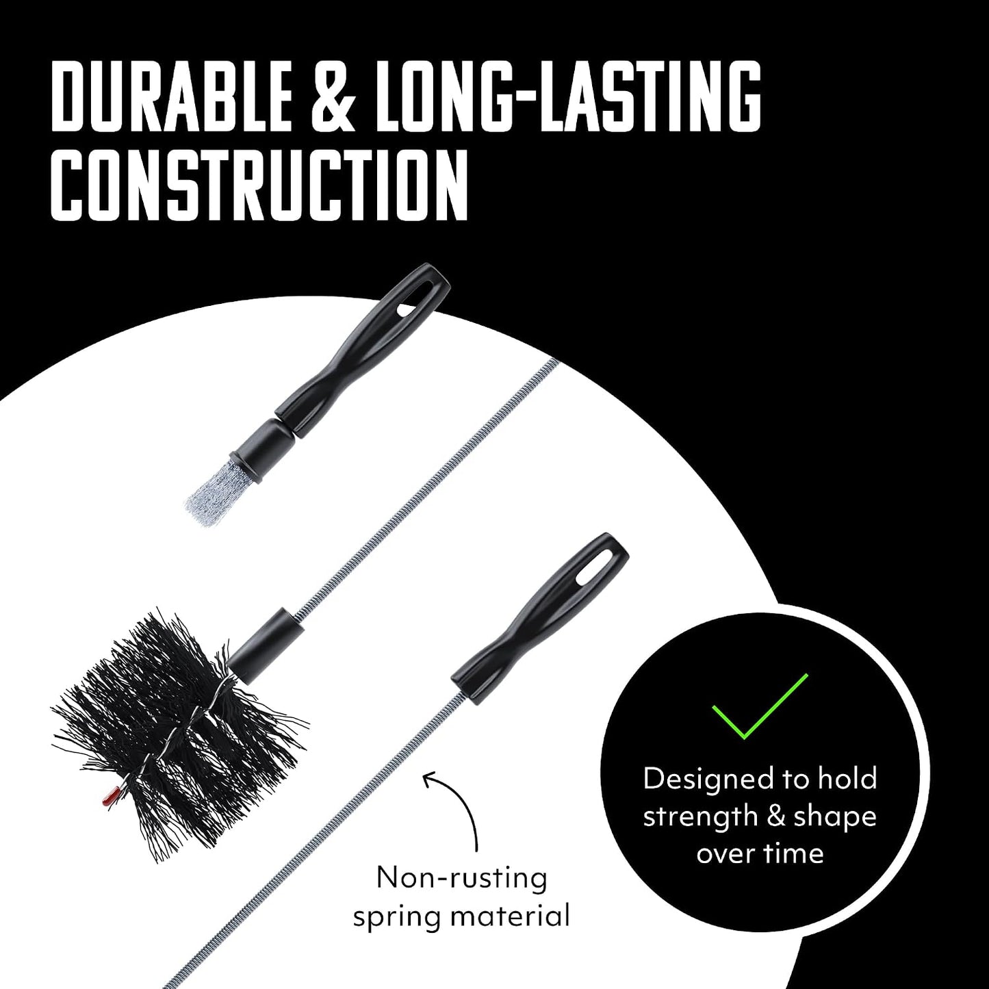BRUSHTECH – Brushtech – Pellet Stove Cleaning Brush for 3" Vent Pipes Kit - Black