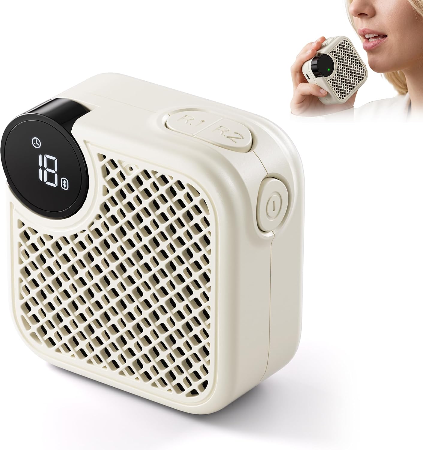 Portable White Noise Machine with Bluetooth Speaker 18 Soothing Sounds | Sound Recording Memory, 5-180min Timer, 16 Volume Levels, Compact 3x3x1.5in for Baby, Kids, Adults - Travel, Home, Office