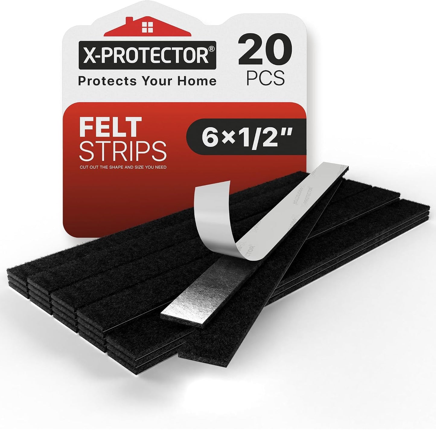 X-Protector Felt Furniture Pads - 20 PCS 6 x 1/2" - Premium Felt Strips | with Adhesive Backing - Rectangular Furniture Pads for Hardwood Floors - Cut Furniture Felt Pads to Size You Need! (Beige)