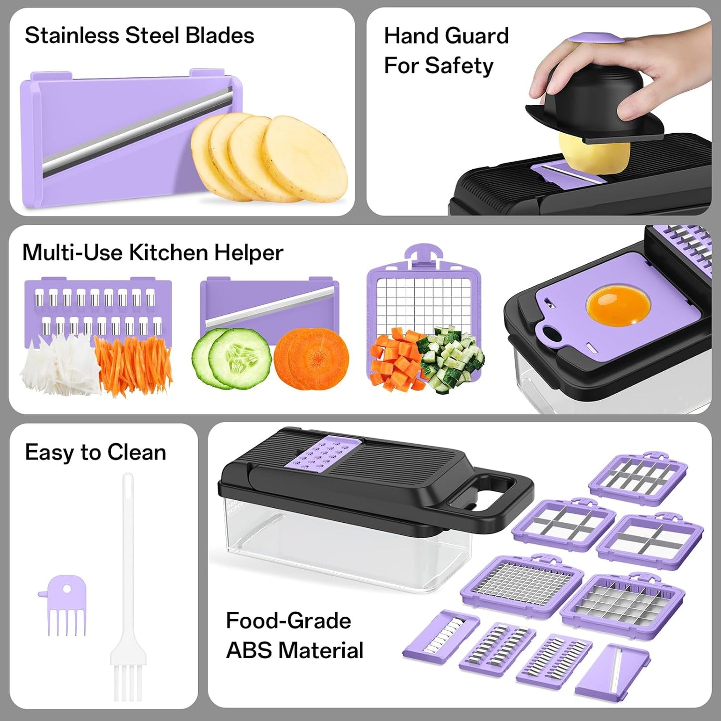 HomeHacks Vegetable Chopper Vegetable Cutter, 12 in 1 Kitchen Gadget, Dicer, Slicer, Onion Cutter, Salad, Cheese Grater & Egg Separator - Multi-Functional Veggie Chopper Lid with Handle (Green)