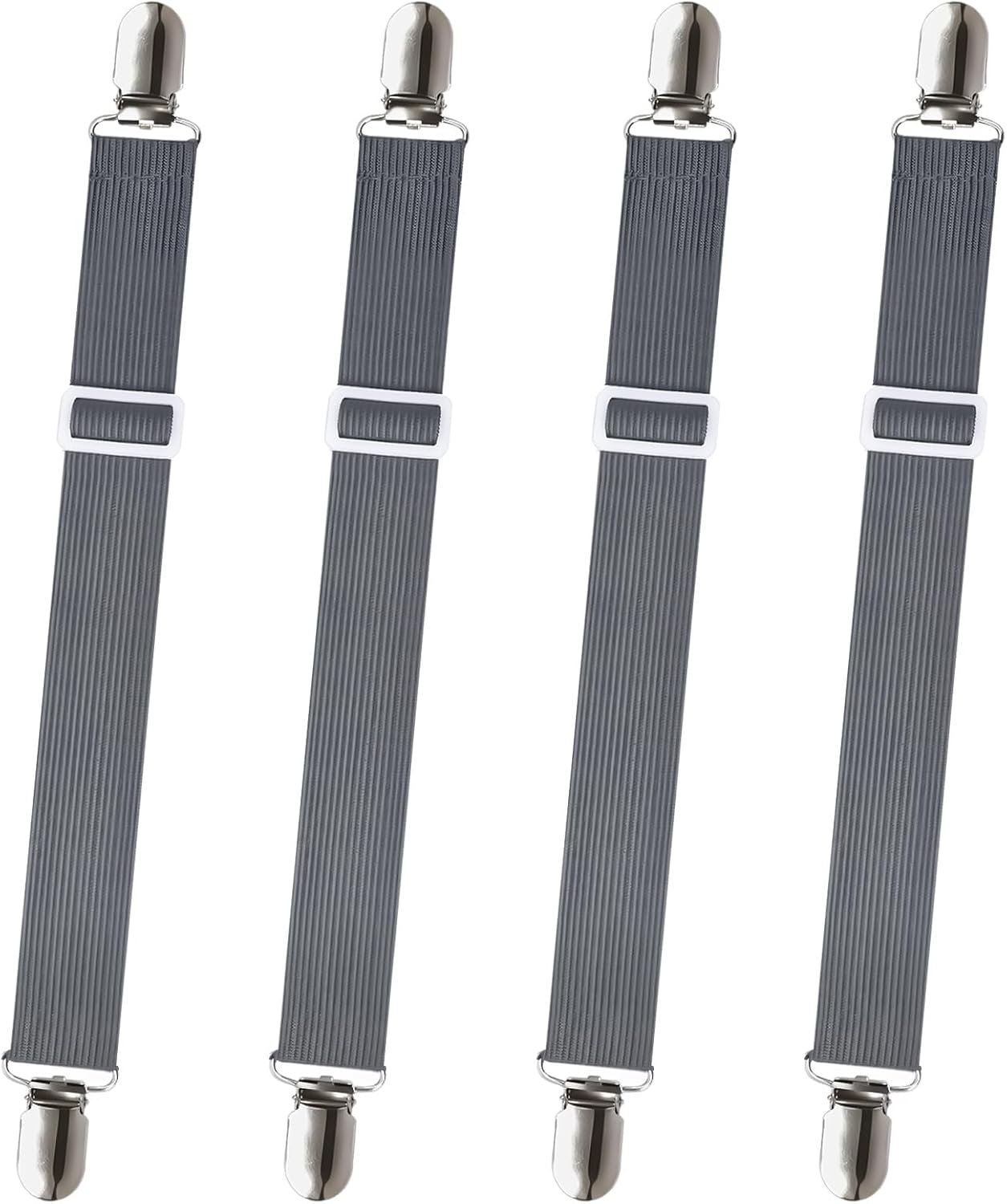 Sopito Sheet Straps, Adjustable Elastic Bed Sheet Holder, 4pcs White | Keep Sheet Firm & Tight, Non-Slip Strong Gripping Sheet Clips, Max Stretch 26.8'' for Crib to King Size Bed, Easy to Install