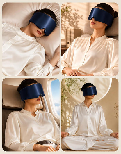 SilkSilky 22 Momme Mulberry Silk Sleep Mask for Side Sleepers, Black