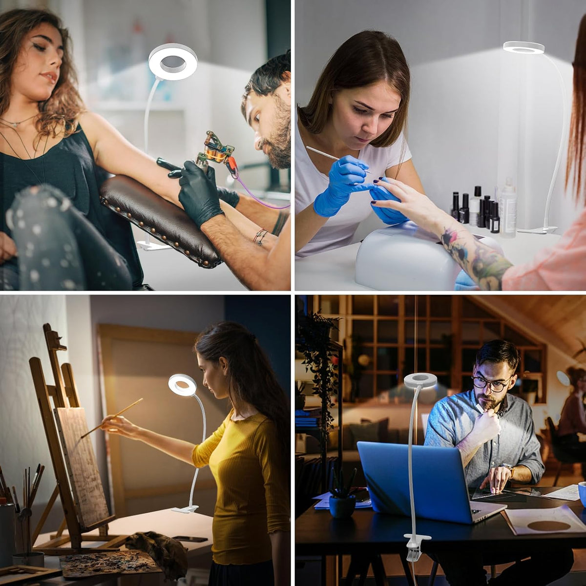 iZELL Desk Lamp, [3 Color Modes & 10 Brightness] LED Reading Light with Clamp, Silicone Flexible Arm Book Light for Kids Reading Book in Bed at Night Clip on Table, Headboard, Dorm - 15.8‘’ Black