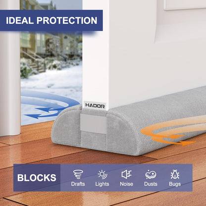 HADOR Door Draft Stopper for Bottom of Door, 36 Inch Under Draft Air Noise Light Blocker 30"- 36" Double Side Triangle Soundproof Sweep Filler Seal Gap up to 1.7" for Patio Sliding Door Guard, Grey | Under Door Gap Filler,Double-Sided Foam Design, Fits
