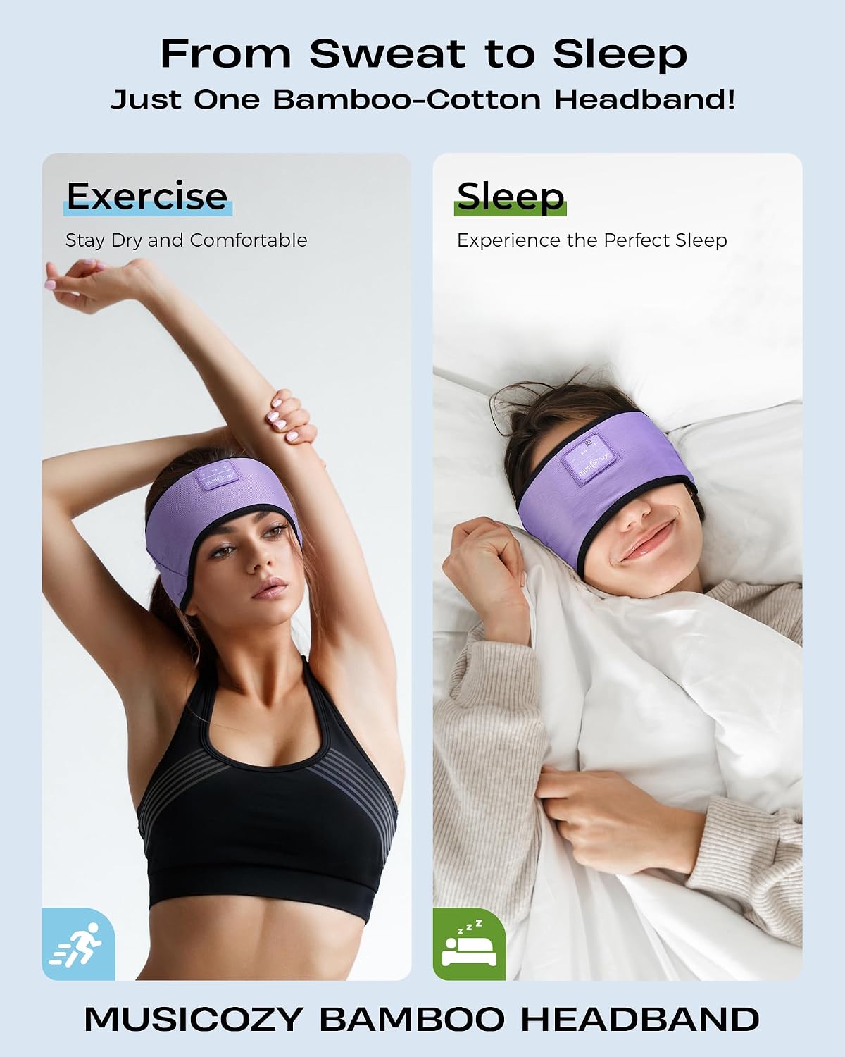 MUSICOZY Sleep Headband Headphone Soft Bluetooth Headphones for Sleeping