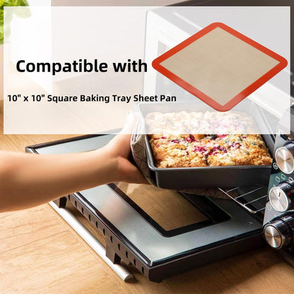AMYONE 11x11 Silicone Baking Mat, Square Air Fryer Liner, Platinum, 2 Pack | For 11x11 Square Cake Pan/Cheesecake Pan/Toaster Oven/XL Air Fryer, Food Grade Silicone Baking Sheet Liner for Cake/Cookie