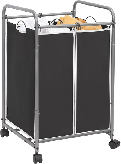 STORAGE MANIAC 3 Section Laundry Sorter, 35.6 Gal (135 L) Laundry Hamper Cart with Heavy Duty Rolling Lockable Wheels and Removable Bags, Clothes Organizer Basket Separator Hamper, Gray