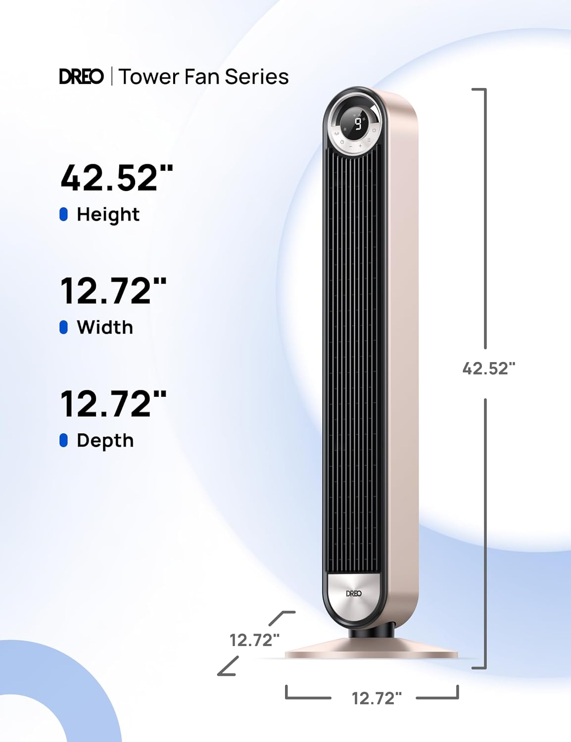 DREO Tower Fan for Bedroom, Upgraded DC 28ft/s Velocity, 9 Speeds