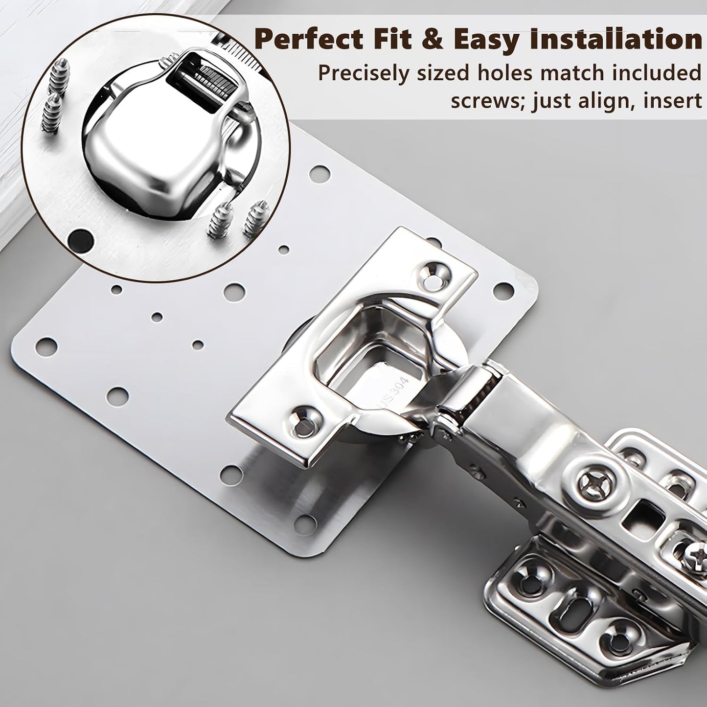20PCS Cabinet Hinge Repair Plate Kit, Stainless Steel Repair Plate, luluaday Large Cabinet Fix Board Kit with Mounting Screws for Kitchen Cupboard Door, Cabinet and Furniture