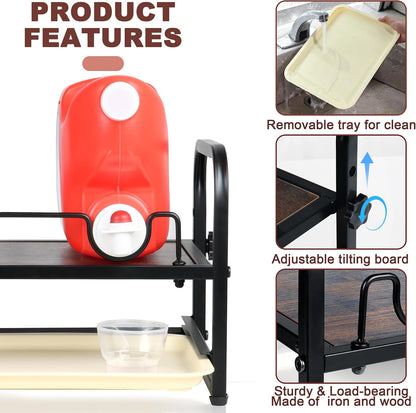 Laundry Detergent Holder & Laundry Detergent Soap Dispenser - Liquid Laundry Detergent Organizer with Drip Tray & Adjustable Tilting Board, for Laundry Room Organization and Storage