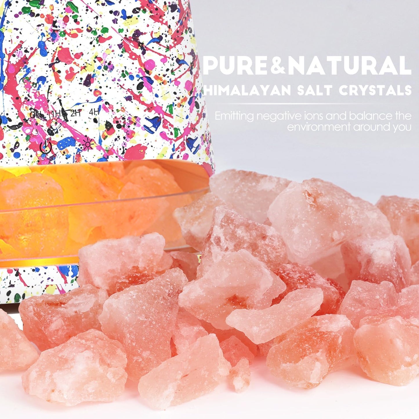 SALKING 2-in-1 Ultrasonic Essential Oil Diffuser & Himalayan Salt Lamp, Aromatherapy Diffuser Cool Mist Humidifier with Auto Off Function, 100% Pure Himalayan Pink Salt Rock, 150ml (Wooden Grain)
