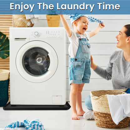 Large Thickened Washing Machine Mat 30" x 28" Silicone Black | Under Washer and Dryer Drain Pan Drip Tray Floor Protector Non-Slip Flexible Soft Mat Waterproof Raised Edge 0.98''