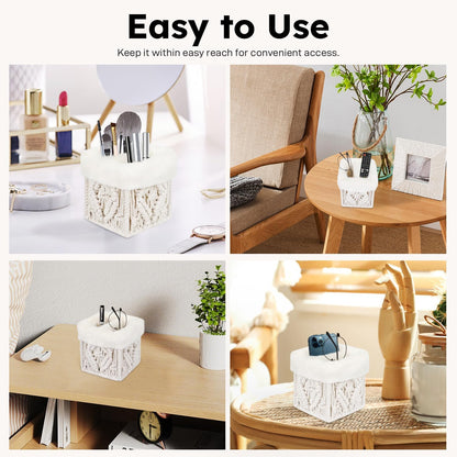 2 in 1 Glasses Holder, Double Plush Lined Eyeglass Holder Stand | 2 Slots Anti-scratch Eye-glasses Storage Organizer Case for Nightstand, Office Desk, Table, Brown