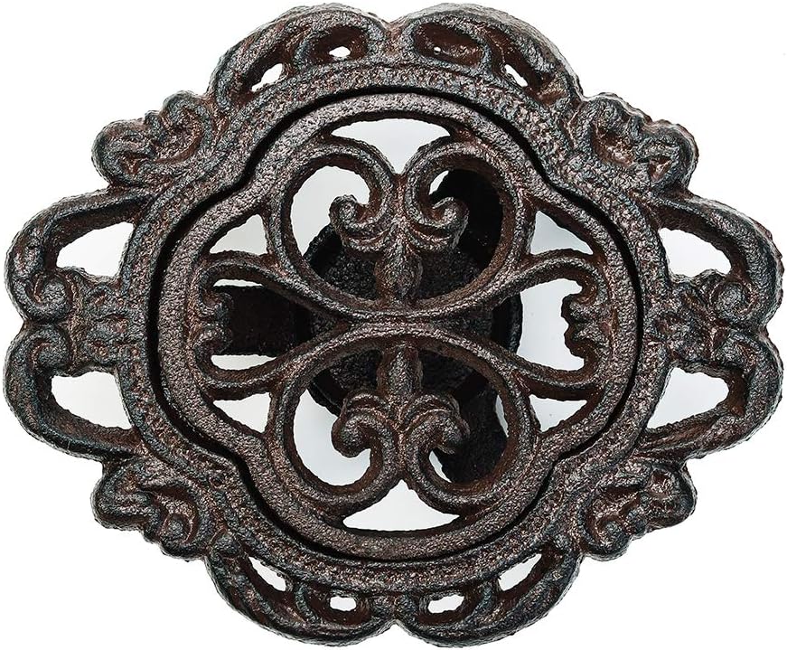Sungmor Cast Iron Teapot Warmer - Rustic Design with Tealight Holder | Heavy Duty & Decorative Candle Holder Stands for Heat Food Coffee Milk or Tea