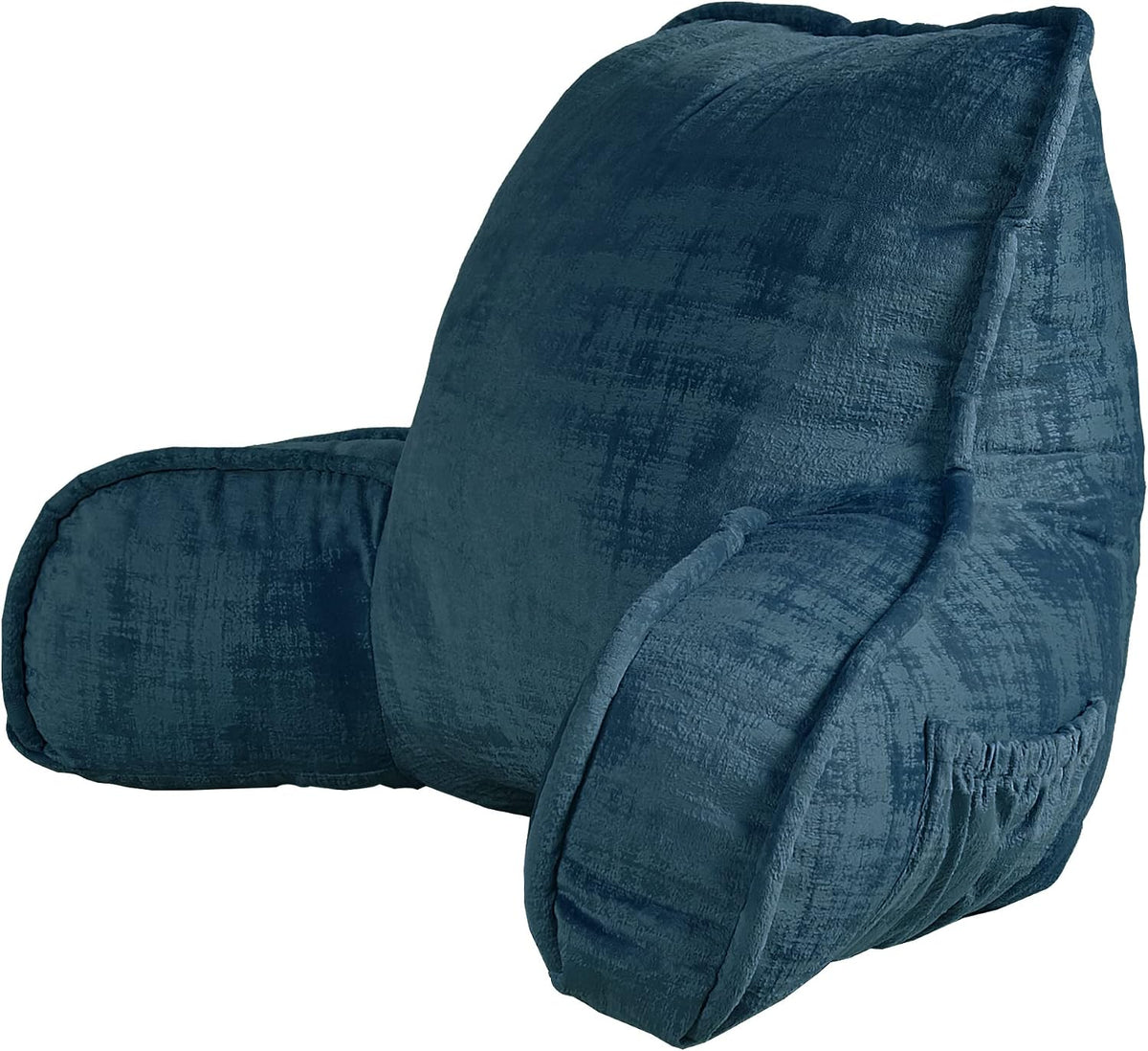 DIY Assembly Art Velvet Backrest Reading Bed Rest Pillow with Arms & Pockets, 18" H for Sitting in Bed Couch Sofa, Back Support Cushion with Removable Cover, 20"x18"x17", Aqua