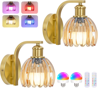 Vintage Battery Operated Wall Sconce, Wireless Wall Lights with Bulbs