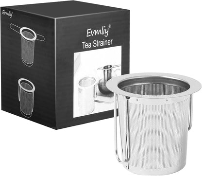 2Pack Tea Strainer, Stainless Steel Tea Infuser Basket Sitting in Mugs, Evmliy Tea Infusers for Loose Tea, Fine Mesh Tea Diffuser Long-Handled Tea Strainers Filters, Tea Steeper for Leaf (2Pack)