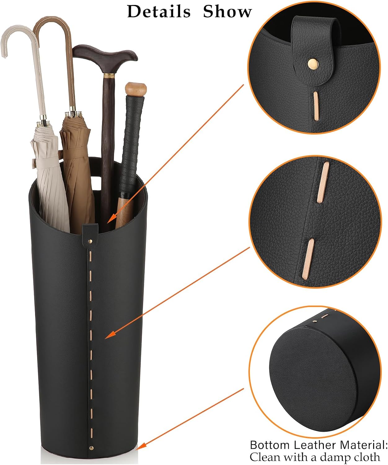 Tall Umbrella Holder White That won't Tip Over and Removable Drip Water Tray Modern Farmhouse Home Decor Umbrella Bucket Rack Can Storage 10 Different Sizes of Golf Umbrellas Canes etc