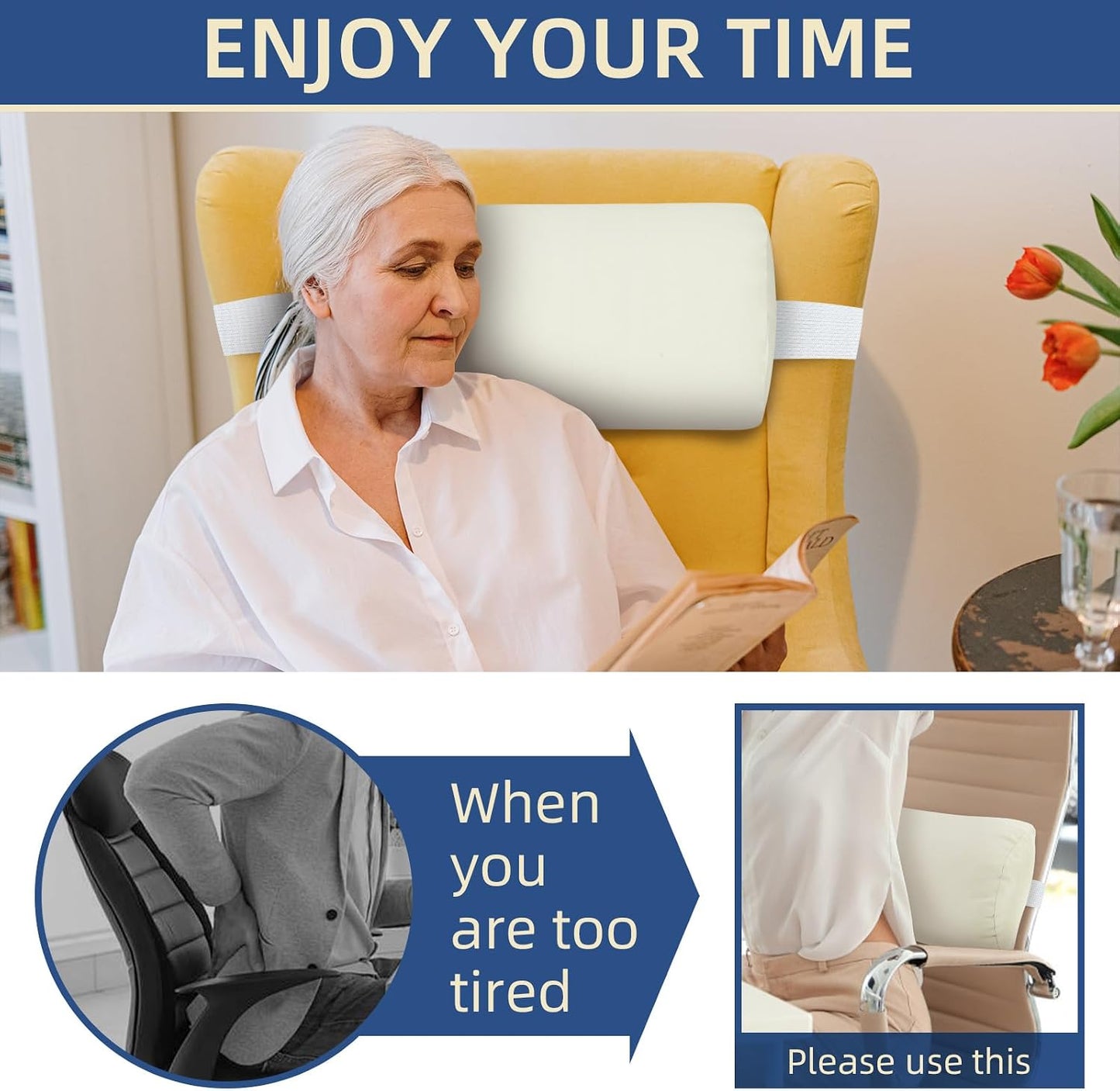 Headrest Pillow for Patio Chaise Lounge, 2 Packs Head Pillow with Elastic Band for Zero Gravity Lounge Chair, Head Neck Rest Pillow Lumbar Pillow, Beige