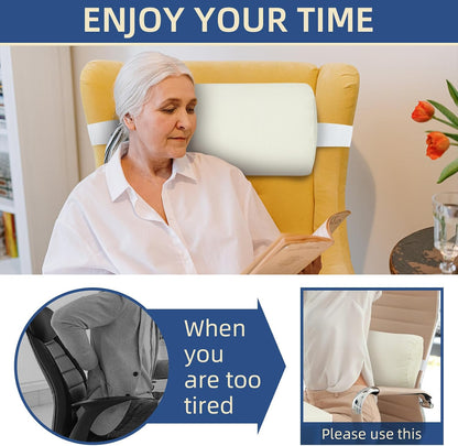 Headrest Pillow for Patio Chaise Lounge, 2 Packs Head Pillow with Elastic Band for Zero Gravity Lounge Chair, Head Neck Rest Pillow Lumbar Pillow, Beige
