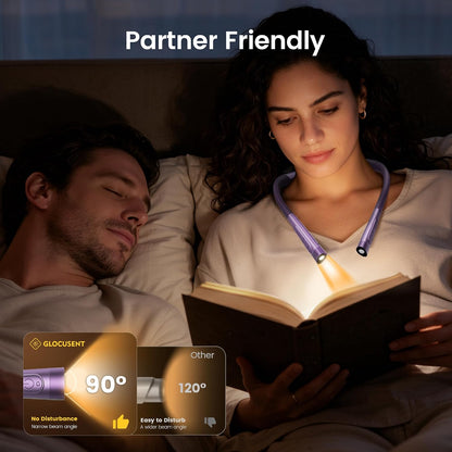 Glocusent Neck Light with EVA Case,Bendable&Rechargeable Book Light