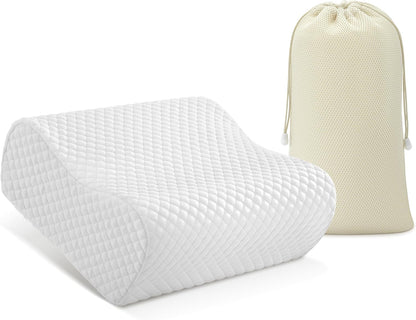 Contour Memory Foam Cervical Pillow for Neck Pain Relief, White | Orthopedic neck support | Standard size | side/back/stomach sleep | cervical alignment | two height choices | washable cover