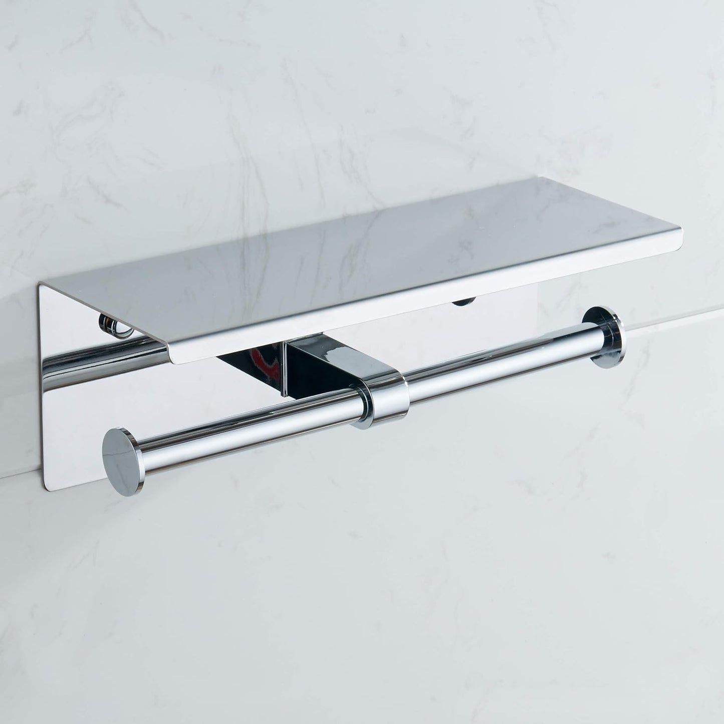 Double Toilet Paper Holder with Shelf Brushed Nickel Toilet Paper Holder Wall Mounted