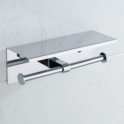 Double Toilet Paper Holder with Shelf Brushed Nickel Toilet Paper Holder Wall Mounted