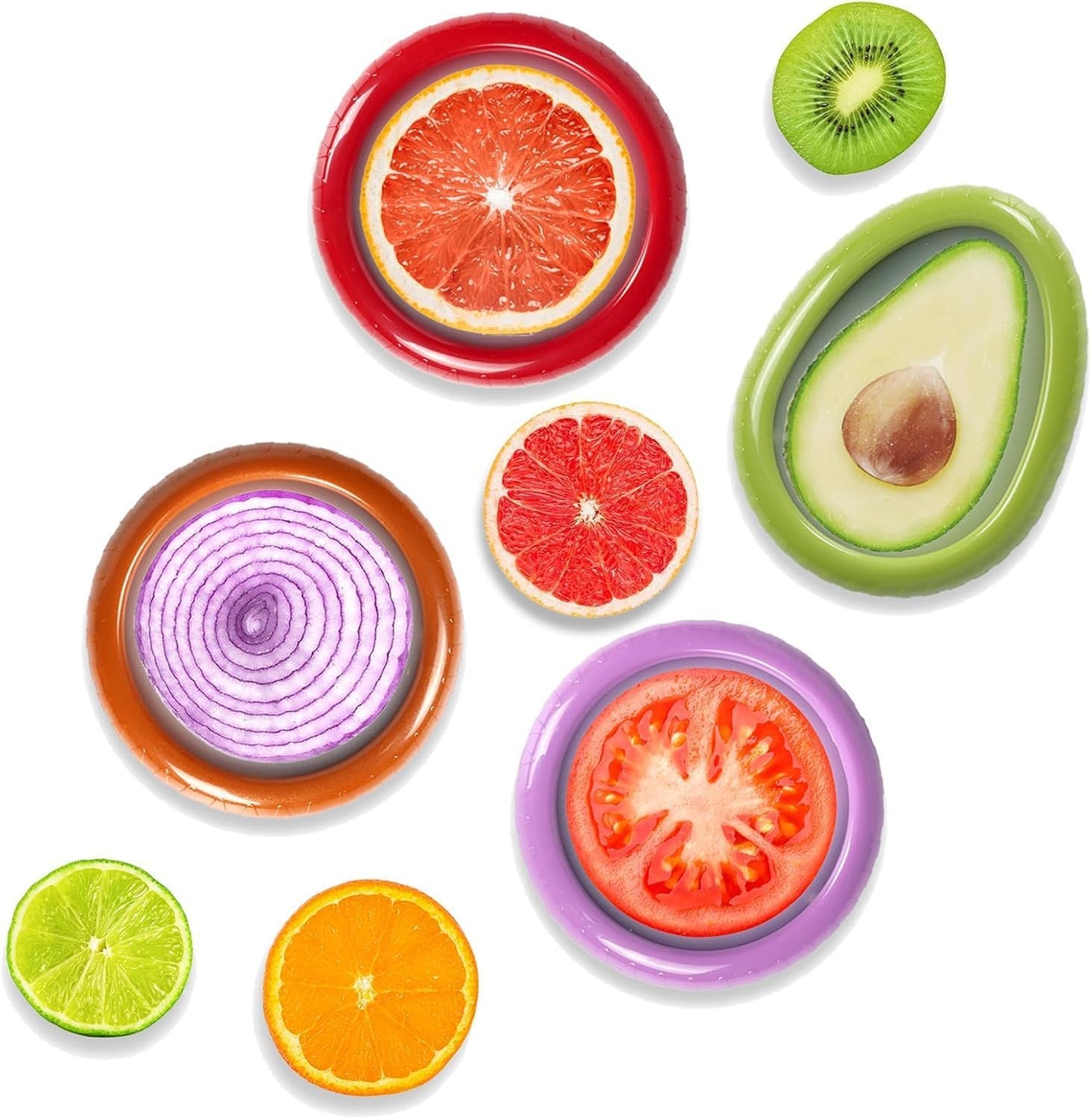 T-Raputa Avocado Saver and Tomato Holder - Set of 4 | Reusable Storage Containers,for half an avocado For Fridge, Ideal for Garlic, Onions, Lemons, and Potatoes