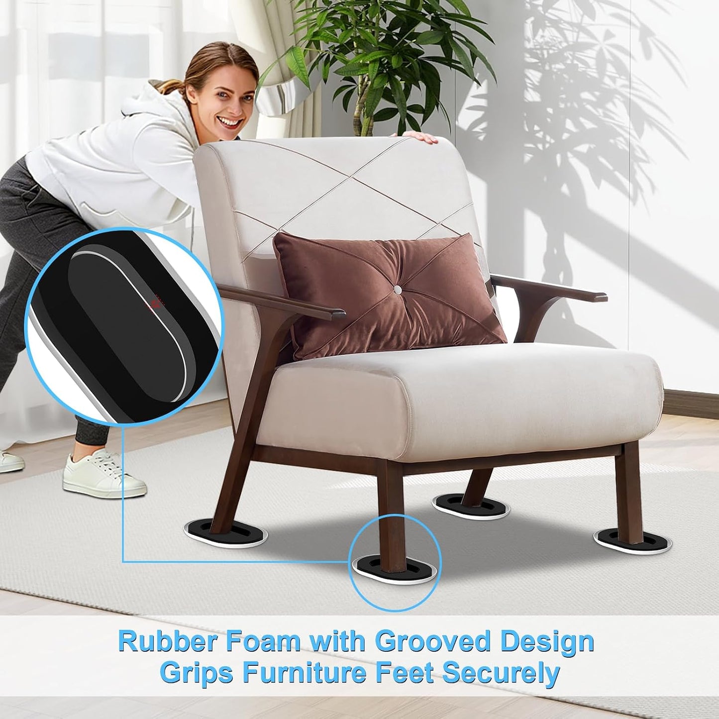 New Upgrade Furniture Sliders: Multi-Surface 3-in-1 Furniture Movers Slider | Heavy Moving Pads with 8PCS 4.3" Carpet Sliders + 4PCS Hard Floor Socks + 1 Lifter - Protect Floor and Easily Move Furniture