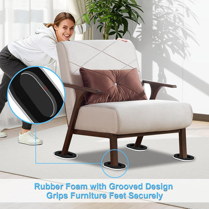 New Upgrade Furniture Sliders: Multi-Surface 3-in-1 Furniture Movers Slider | Heavy Moving Pads with 8PCS 4.3" Carpet Sliders + 4PCS Hard Floor Socks + 1 Lifter - Protect Floor and Easily Move Furniture