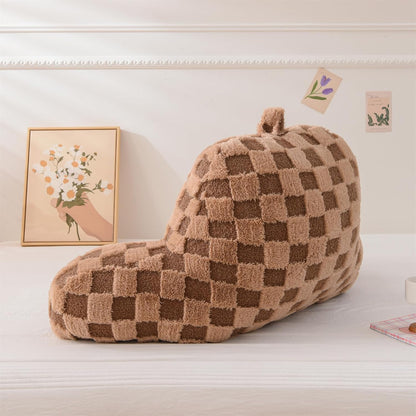 Aimuan Reading Pillow Checkered Bed Rest Wedge Backrest Checkerboard Pillow with Arms Back Support for Sitting Up in Bed Cushion Incline Rest Sleeping Snoring Pillow (Beige,Large)