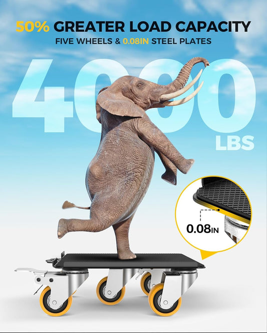KYX Furniture Dolly, Furniture Movers with 5 Wheels,Carbon Steel Panel Heavy Duty Dolly, Furniture Lifter with 360° Rotatable Silent Floor-Friendly Universal Wheels, Max Load 4000LBS (6.9x6.9 in)