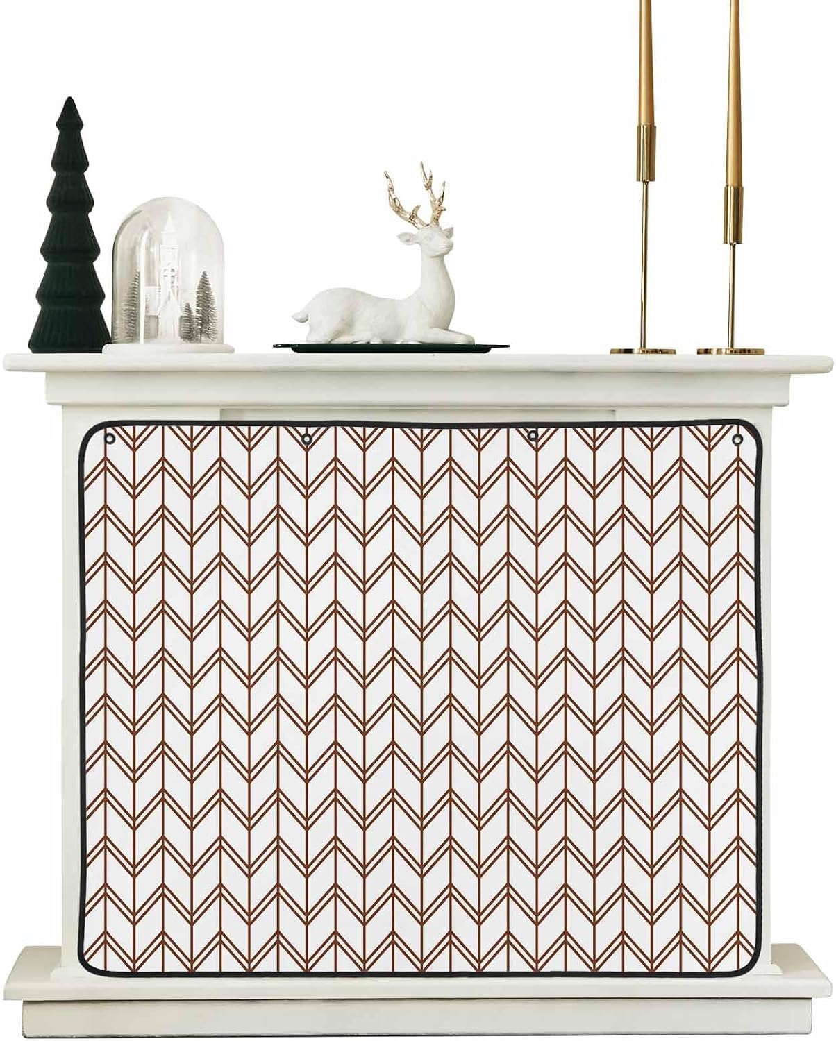 Magnetic Fireplace Cover Blue Geometric Waves Fireplace Screen Decorative Abstract Stripes Insulation Fireplaces Blocker Blanket Save Energy Fireplaces Draft Stopper Covers for Living Room 45x34 Inch