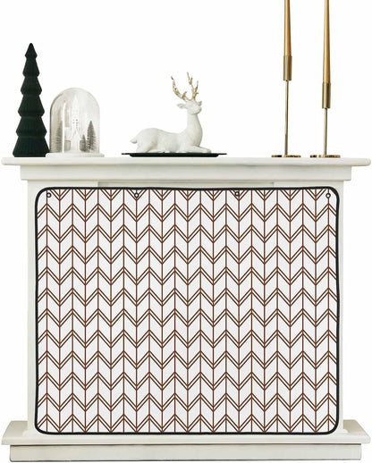 Magnetic Fireplace Cover Blue Geometric Waves Fireplace Screen Decorative Abstract Stripes Insulation Fireplaces Blocker Blanket Save Energy Fireplaces Draft Stopper Covers for Living Room 45x34 Inch