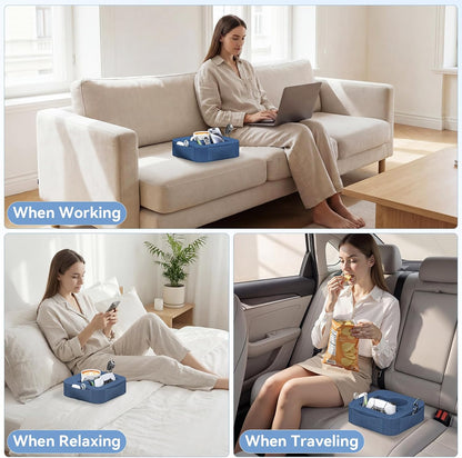 Couch Cup Holder Pillow, Sofa and Bed Caddy for iPad, Kindle, Switch, Game Controller, Remotes, Phones, Small-Sized Cup & Drink Holder for Couch, Bed, Desk, Car, Beach, Bathroom Cup Holder