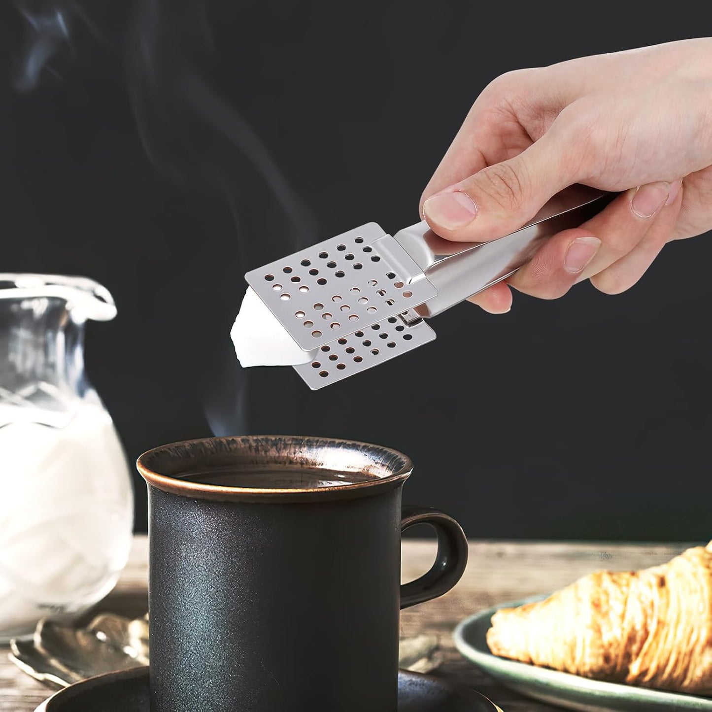 Luxshiny Tea Bag Squeezer Tongs Stainless Steel Tea Bag Strainer Spoon Shape Squeezer for Loose Leaf Kitchen Food Clip for Cooking Ice Cubes 5.51 in