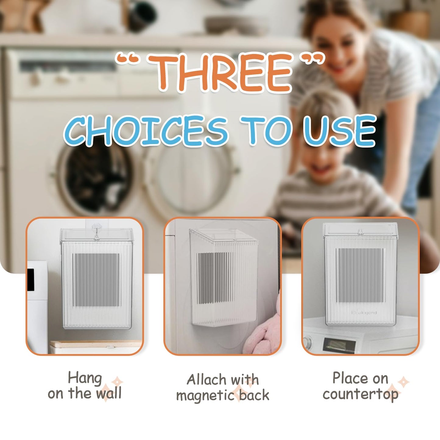 Sealegend Magnetic Trash Can with Lid, Space Saving Lint Bin Black | Wastebasket for Kitchen, Refrigerator, Cabinet, Bathroom & Laundry Room