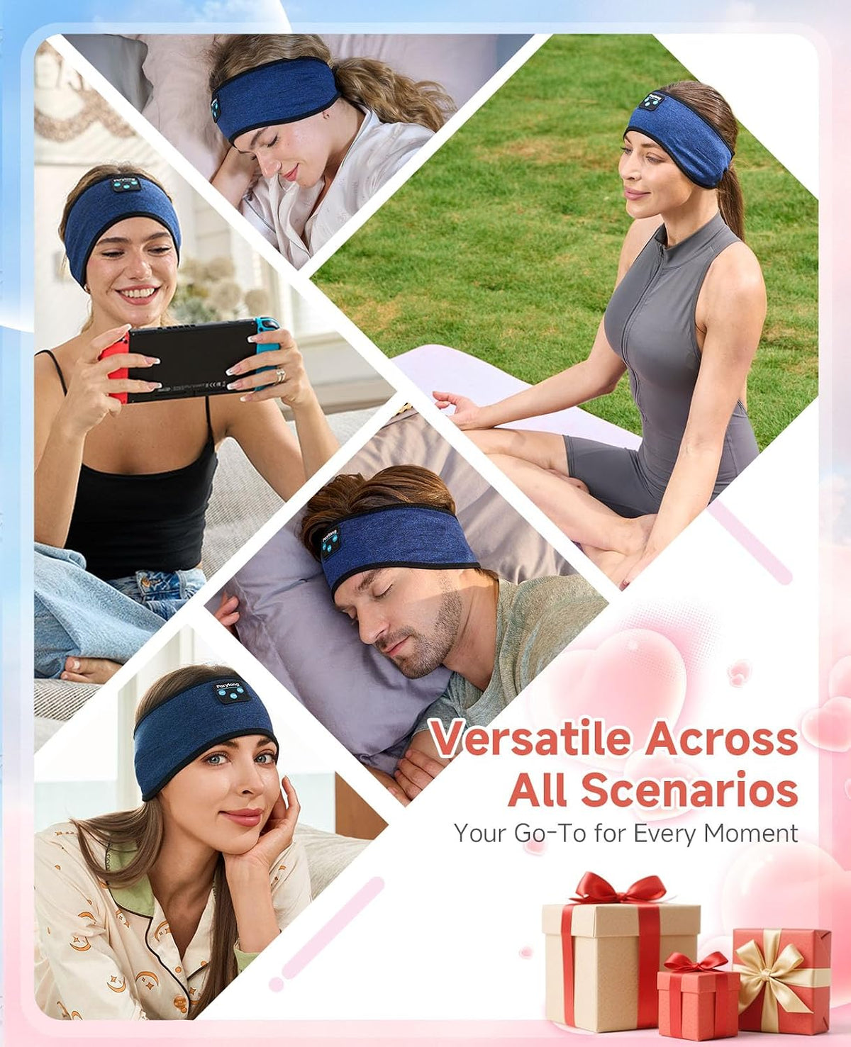 Sleep Headphones | Bluetooth 5.4 Headband | Wireless Earbuds Earphones Sweat Resistant with Ultra-Thin HD Stereo Speaker, Headphone Band for Side Sleepers Workout Running Tech Gadgets Unique Gifts