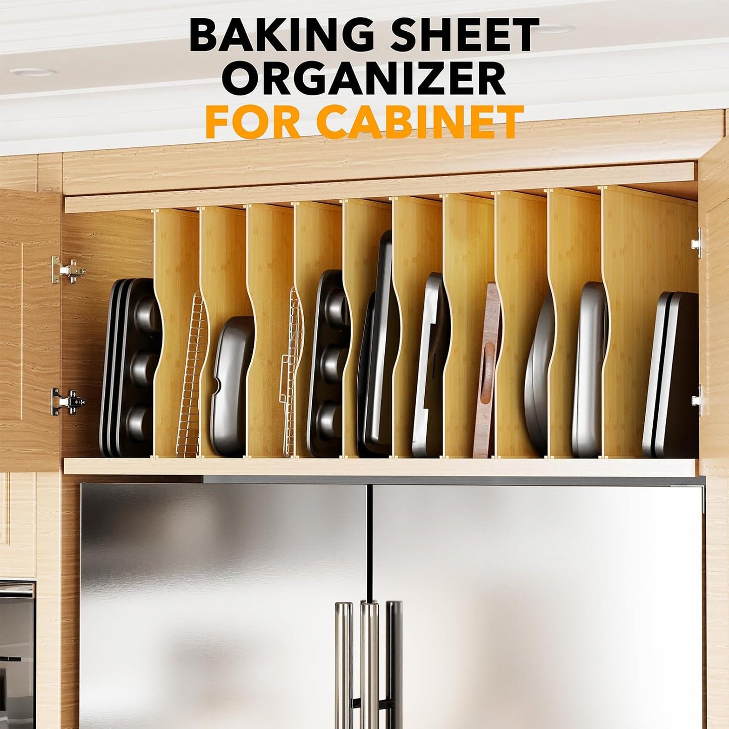 SpaceAid 6 Pack Tray Dividers for Cabinets, Pressboard Kitchen Cookie Baking Sheet Organizer for Cabinet, Vertical Pan and Trays Organizers for Pantry Storage