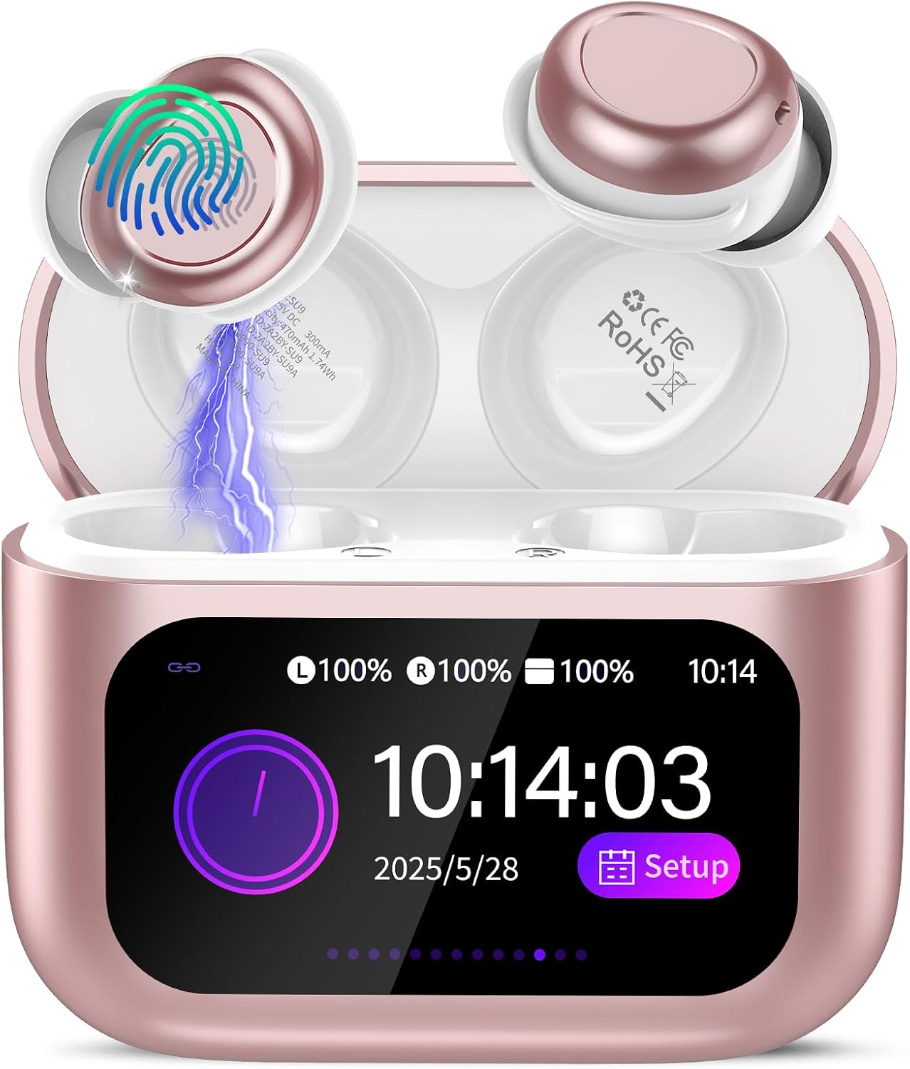 Sleep Earbuds Bluetooth 5.4 in Ear Touch Screen Sleep Headphones, Small Design Mini Sleep Earbuds for Side Sleepers with Sleep Mode, 48H Playtime Sleep Earphones Clear Calls, Rose