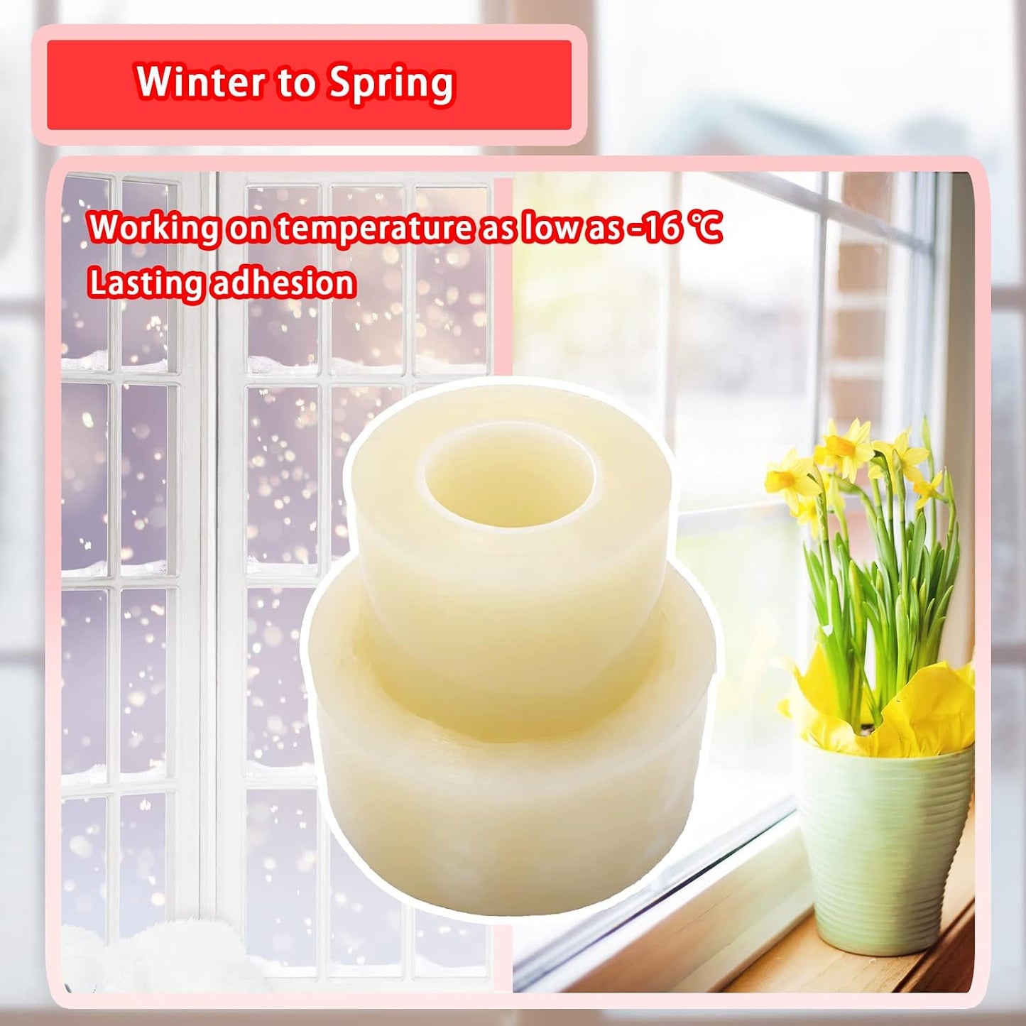 Window Sealing Tape, Window AC Insulation Tape, White 3 Inch x 65 FT | Waterproof Blocker for Cold Heat Air, Windproof, No Residue Strong adheisve