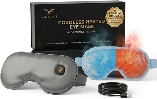 Heated Eye Mask for Dry Eyes & Sleep, Warm Compress Eye Mask for Eye Strain Relief, Cordless Rechargeable Sleep Mask, Soft Comfortable Eye Cover, Includes Hot & Cold Gel Eye Mask, Gift for Women Mom