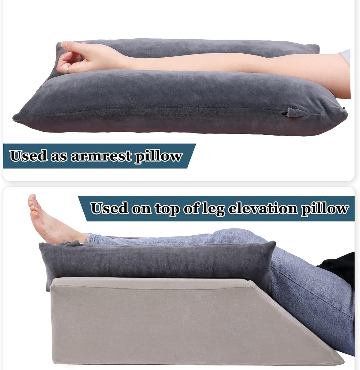 Arm Elevation Pillow Shredded Memory Foam Filled Arm Stabilizer Elevation Pillow for Swelling and Circulation Pain Relief for Shoulder Surgery and Leg Injury Washable Cover