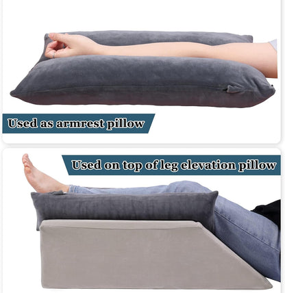 Arm Elevation Pillow Shredded Memory Foam Filled Arm Stabilizer Elevation Pillow for Swelling and Circulation Pain Relief for Shoulder Surgery and Leg Injury Washable Cover