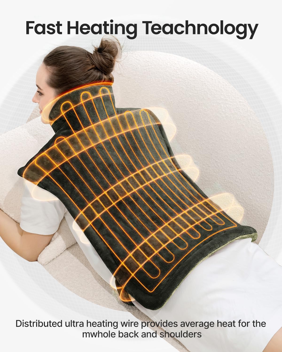 RENPHO Electric Heating Pad - 6 Heat Levels for Neck Shoulder and Back, Birthday Gifts for Women Men Mom Dad, Weighted Pad for Snug Fit, ETL Safety Certified, FSA Eligible, 24"x33" Gray