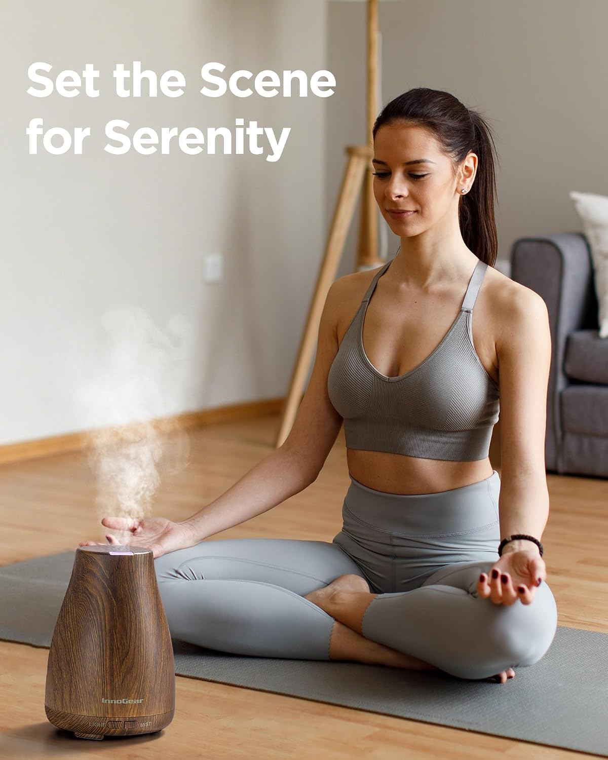 InnoGear Essential Oil Diffuser, Ultrasonic Diffusers for Home Aromatherapy Humidifier for Bedroom Room 7 Colors LED 2 Mist Mode Auto Off, Basic White
