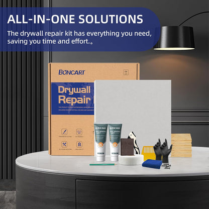 Drywall Repair Kit,Drywall Repair Panel 12” x12“,Drywall Patch Kit Large Hole,Sheetrock Repair Kit,Wall Surface Large Hole Fill Quick and Easy Solution | Sheetrock Repair for Wall Surface. Quick Fill Damaged Areas. Includes Tools for Easy Application