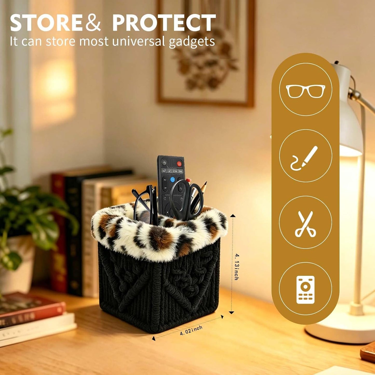 Plush Lined Glasses Eyeglass Holder Stand for Nightstand | Anti-scratch Glasses Stand Case,Cotton Rope Eyeglasses Holder, Storage Organizer for Office Desk